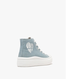baskets montantes en toile avec lacets et zip fille bleu basketsG848801_4