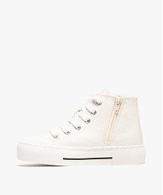 baskets en toile montante effet metallise a zip et a lacets fille blanc vif basketsG850801_3