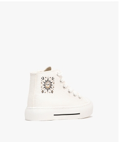 baskets en toile montante effet metallise a zip et a lacets fille blanc vif basketsG850801_4