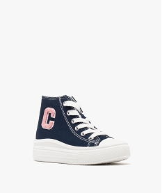 baskets montantes en toile avec lacets et zip fille - camps united bleu basketsG852401_2