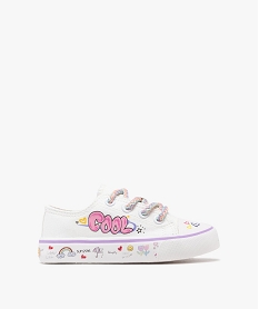 GEMO Baskets basses en toile imprimées fille blanc standard