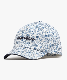 casquette a motifs fleuris et message brode fille blancG856401_4