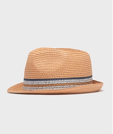 GEMO Chapeau de paille trilby à bandes garçon Beige