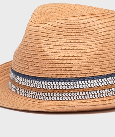 chapeau de paille trilby a bandes garcon beigeG860401_4