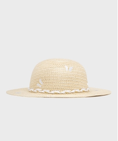 GEMO Chapeau de paille à motifs papillons brodés fille Beige