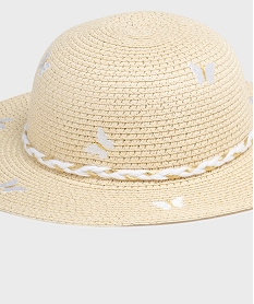 chapeau de paille a motifs papillons brodes fille beigeG861001_2