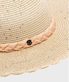 chapeau capeline en paille a tresse fleurie fille - lulucastagnette beige standardG862201_2