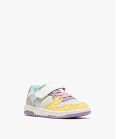 baskets basses a lacets elastiques et scratch motif leopard fille violet basketsG864701_2