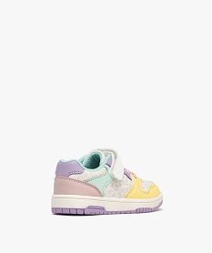 baskets basses a lacets elastiques et scratch motif leopard fille violet basketsG864701_4