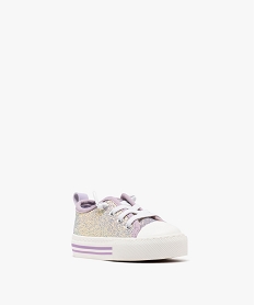 baskets basses pailletees a lacets elastiques bebe fille violet vif baskets et tennisG865901_2