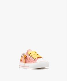 baskets basses en toile a lacets et zip bebe fille orange vif baskets et tennisG866501_2