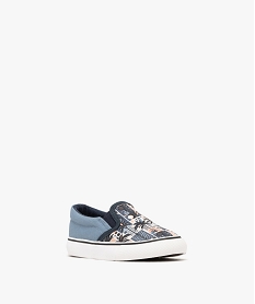 baskets basses en toile imprimee a enfiler forme slippers bebe garcon bleu standard baskets et tennisG867101_2