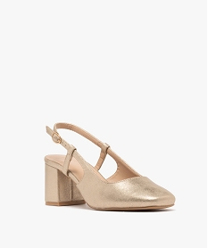 escarpins sling-back a talon large et bout carre femme doreG872101_2