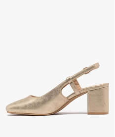 escarpins sling-back a talon large et bout carre femme doreG872101_3