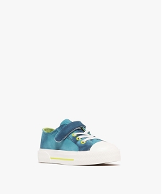 tennis en toile tie-and-dye a bout recouvert et scratch garcon bleu basketsG873301_2
