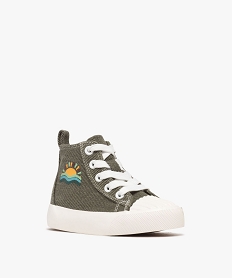 baskets montantes en toile chinee a lacets et zip garcon kaki standard basketsG873501_2