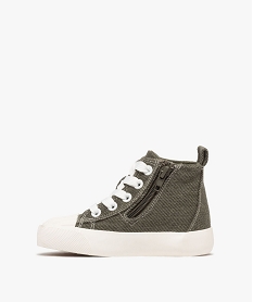 baskets montantes en toile chinee a lacets et zip garcon kaki standard basketsG873501_3