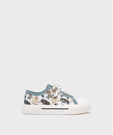 GEMO Baskets en toile imprimée à scratch garçon - Buggyshoes blanc vif