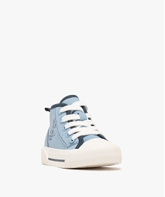 baskets montantes en toile imprimee a lacets et zip garcon bleu standard basketsG874901_2