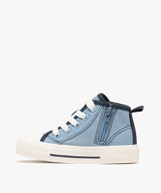 baskets montantes en toile imprimee a lacets et zip garcon bleu standard basketsG874901_3