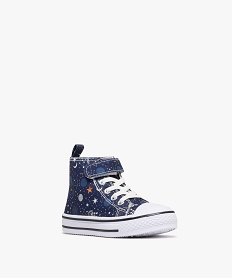 baskets en toile montantes a lacets elastiques et scratch fille bleu standard basketsG879101_2