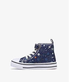 baskets en toile montantes a lacets elastiques et scratch fille bleu standard basketsG879101_3