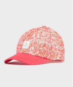 GEMO Casquette en toile de coton fleurie fille Rose