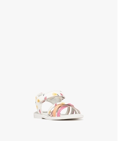 sandales a brides croisees scratch et motifs fruits bebe fille blanc sandales et nu-piedsG885301_2