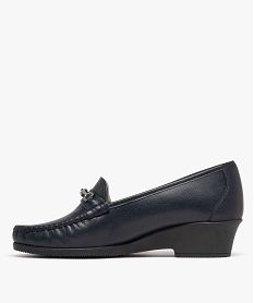 mocassins confort dessus cuir et talon compense femme bleu mocassinsG895801_3