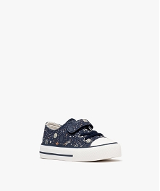 baskets basses en toile imprimee a scratch fille bleu basketsG896401_2