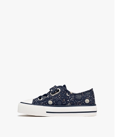 baskets basses en toile imprimee a scratch fille bleu basketsG896401_3