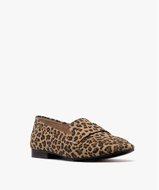 mocassins en toile a motif leopard femme beige mocassinsG898201_2