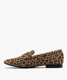 mocassins en toile a motif leopard femme beige mocassinsG898201_3