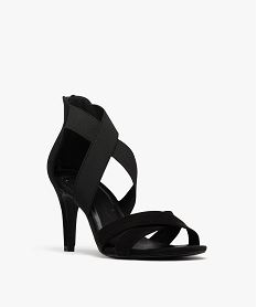 sandales a talon aiguille en suedine a brides elastiques femme noir standard sandales a talonG898401_2