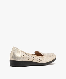 mocassins confort en cuir a tige ajoure et petit talon compense femme dore mocassinsG900001_4
