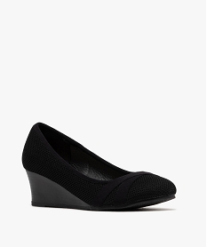 escarpins a talon compense en maille texture femme noir standardG902401_2