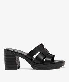 GEMO Mules à talon haut et bout ouvert femme noir standard