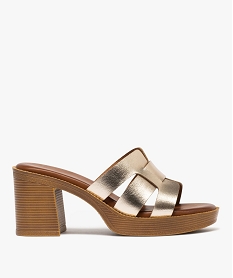 GEMO Mules à talon haut et bout ouvert femme dore