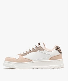 baskets basses a motifs leopard pailletes femme beige standardG905001_3