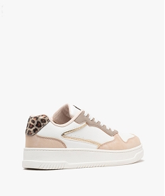 baskets basses a motifs leopard pailletes femme beige standardG905001_4