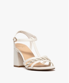 sandales a talon et brides tressees brillantes femme blanc standard sandales a talonG906901_2