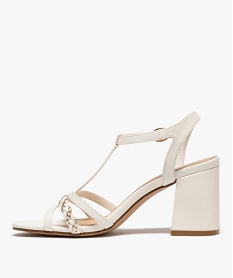 sandales a talon et brides tressees brillantes femme blanc standard sandales a talonG906901_3