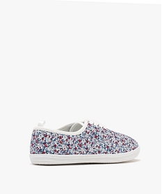 tennis en toile fleurie a lacets et semelle fine femme bleuG911801_4
