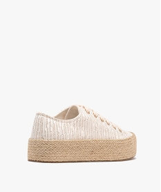 baskets en toile pailletees avec semelle plateforme en corde femme beigeG913801_4
