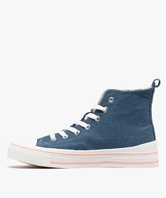 baskets montantes en toile denim imprime femme - stitch bleu chineG914401_3