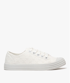 GEMO Baskets en toile à épaisse semelle et bout recouvert femme blanc standard