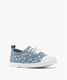 baskets en toile fleurie et bout en gomme fille bleuG915201_2