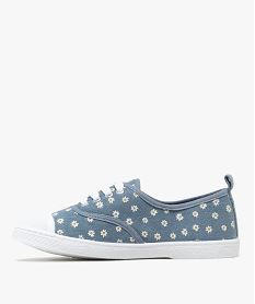 baskets en toile fleurie et bout en gomme fille bleuG915201_3