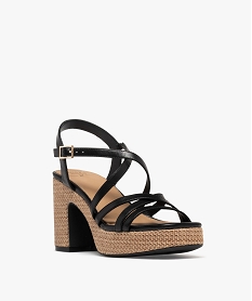 sandales a talon plateforme et semelle tressee femme noir standard sandales a talonG915601_2