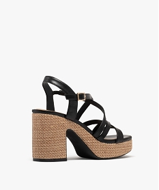 sandales a talon plateforme et semelle tressee femme noir standard sandales a talonG915601_4